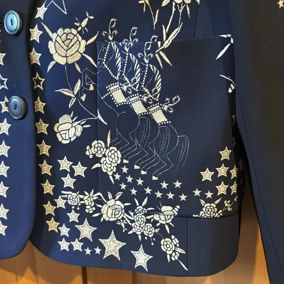 RARE Roberto Cavalli Women's Main Line Star Embellished Blazer Jacket
